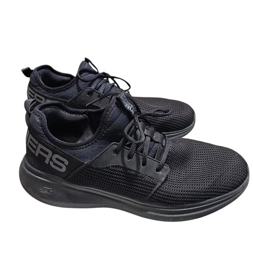 Skechers Mens 12 Black GOwalk Arch Fit Banlin Sneakers Air Cooled Goga Mat Comfy - Picture 3 of 8